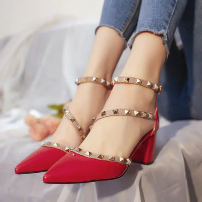 2018 women pumps fashion rivets women sandals comfortable middle heels quality platform high heels summer autumn heels wedding