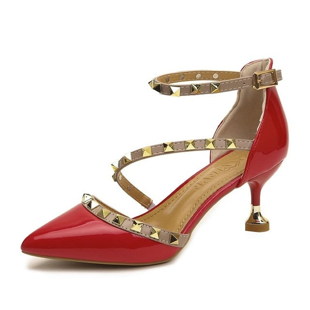 2018 women pumps fashion rivets women sandals comfortable middle heels quality platform high heels summer autumn heels wedding