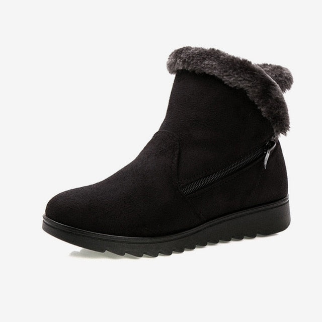 Women Snow Boots Warm Short Fur Plush Winter Ankle Boot Plus Size Platform Ladies Suede Zip Shoes Female Comfort Drop Shipping