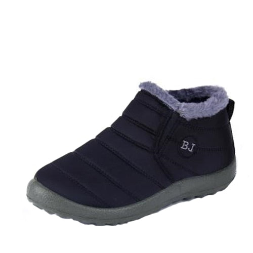 KHTAA Waterproof Female Shoes Winter Unisex Ankle Boots Women's Skid Plus Size Snow Boots Warm Plush Couple Style Cotton Casual