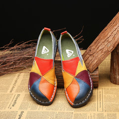 Handmade Leather Soft Shoes National Leather Flats Shoes For Women Casual Female Flats Lady flowerRound Toe Shoes footwear 2098W
