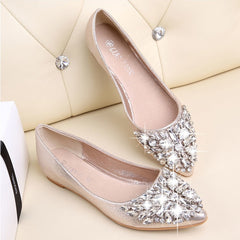 Fashion women Ballet shoes leisure spring pointy ballerina bling Rhinestone flats shoes  princess shiny Crystal wedding shoes