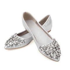 Fashion women Ballet shoes leisure spring pointy ballerina bling Rhinestone flats shoes  princess shiny Crystal wedding shoes