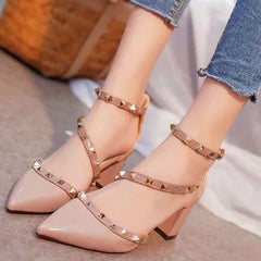 2018 women pumps fashion rivets women sandals comfortable middle heels quality platform high heels summer autumn heels wedding