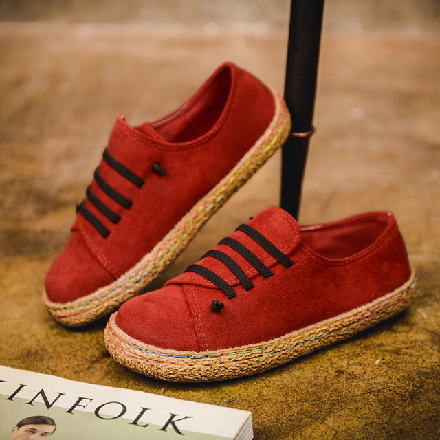 NAUSK Flat Shoes Women Autumn Shoes Woman Casual Lace-up Flats Comfortable Round Toe Loafers Shoes Fashion Flat Shoes