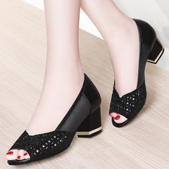 2018 Summer Women Sandals Bling Open Toe High Heels Hollow Out Pumps Woman Dress Shoes OL office Ladies Shoes zapatos mujer 6620
