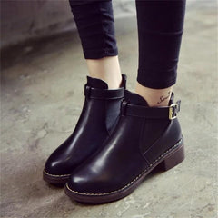 Women Ankle Martin Boots 2018 Autumn Female Casual Shoes Woman Flat Fashion Platform Round Toe Buckle Strap Solid Comfortable