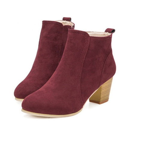 Laamei 2018 Women Boots Flock Ankle Boots Spring Autumn Women Boots Ladies Party Western Stretch Fabric Boots Plus Size 35-42