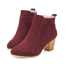 Laamei 2018 Women Boots Flock Ankle Boots Spring Autumn Women Boots Ladies Party Western Stretch Fabric Boots Plus Size 35-42
