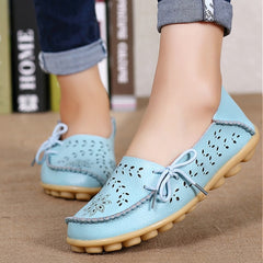 Women Flats Women Genuine Leather Shoes Slip On Loafers Woman Soft Nurse Ballerina Shoes Plus Size 34-44 Casual Sapato Feminino