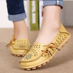 Women Flats Women Genuine Leather Shoes Slip On Loafers Woman Soft Nurse Ballerina Shoes Plus Size 34-44 Casual Sapato Feminino
