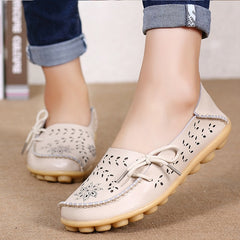 Women Flats Women Genuine Leather Shoes Slip On Loafers Woman Soft Nurse Ballerina Shoes Plus Size 34-44 Casual Sapato Feminino