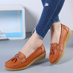 Women Ballet Shoes Flats Cut Out Leather Breathbale Moccains Women Boat Shoes Ballerina Ladies Shoes