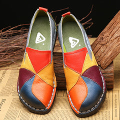 Summer Loafers Women Moccasins Ballerina Shoes Women Genuine Leather Slip-On Ballet Flats Round Toe Flower Zapatillas Mujer