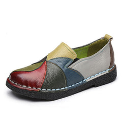 Summer Loafers Women Moccasins Ballerina Shoes Women Genuine Leather Slip-On Ballet Flats Round Toe Flower Zapatillas Mujer