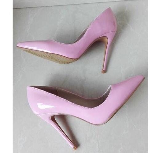 Big Sale Sexy Pointed Toe High Heel Pumps Patente Leather Thin Heels Woman Shoe Rose Pink Green Red Black Nude Dress Heels