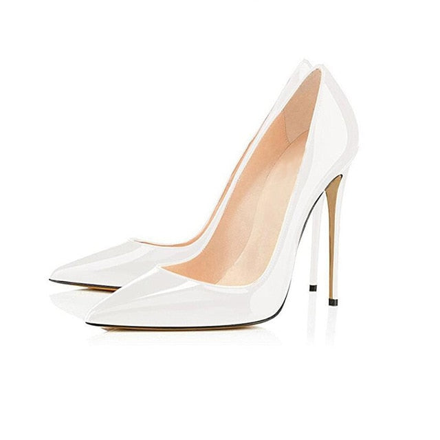Big Sale Sexy Pointed Toe High Heel Pumps Patente Leather Thin Heels Woman Shoe Rose Pink Green Red Black Nude Dress Heels