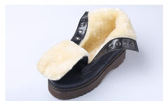 Women Martin Boots Black Ankle Short Boots Lace Up Flat Boots Woman