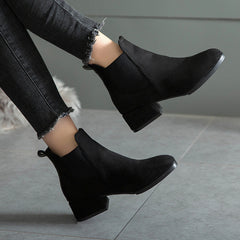 YOUYEDIAN Winter Boots women 2018 Black Ankle Boots For Women Thick Heel Slip On Ladies Shoes Boots Bota Feminina