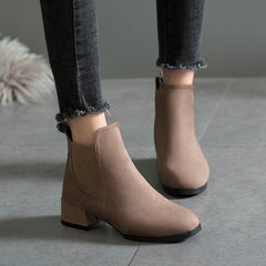 YOUYEDIAN Winter Boots women 2018 Black Ankle Boots For Women Thick Heel Slip On Ladies Shoes Boots Bota Feminina