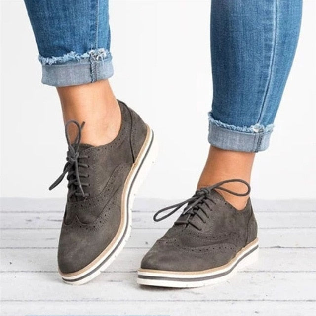 Women Casual Shoes Lightweight Fashion Design Flats for Lady Big Size Lace-Up Woman Shoes 35-43