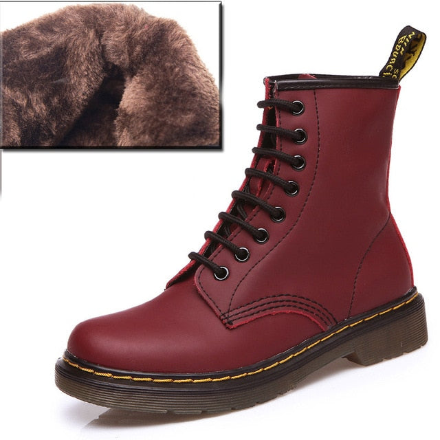 2018 Boots Women Genuine Leather Shoes For Winter Boots Shoes Woman Fashion Warm Genuine Leather Botas Mujer Female Ankle Boots