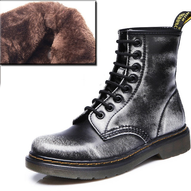 2018 Boots Women Genuine Leather Shoes For Winter Boots Shoes Woman Fashion Warm Genuine Leather Botas Mujer Female Ankle Boots