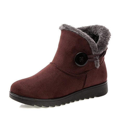 Warm Fur Women Snow Boots 2018 New Flat Platform Winter Shoes Flock Ankle Boots Female Fashion Non-Slip Basic Snow Casual Shoes