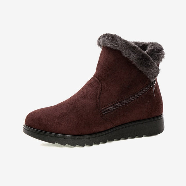Women Snow Boots Warm Short Fur Plush Winter Ankle Boot Plus Size Platform Ladies Suede Zip Shoes Female Comfort Drop Shipping