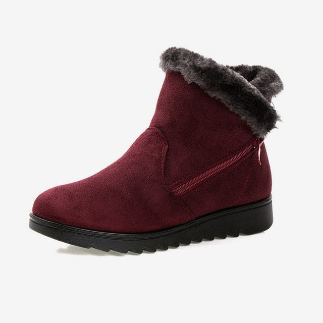 Women Snow Boots Warm Short Fur Plush Winter Ankle Boot Plus Size Platform Ladies Suede Zip Shoes Female Comfort Drop Shipping