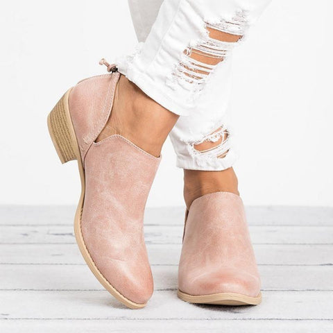 Spring Autumn Women Butterfly-knot Chelsea Boots Slip-On Med High Heels Pointed Toe Shoes Woman