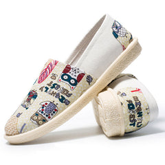 Womens Flat Shoes Fashion Print Canvas Platform Shoes Light Wear Breathable Slip On Shoes For Woman Round Toe Zapatos De Mujer