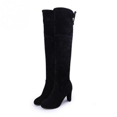 Women Winter Thigh High Boots Suede Leather High Heels Lace up Female Over The Knee Boots Fashion Plus Size Shoes Drop Shipping