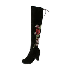 Women Winter Thigh High Boots Suede Leather High Heels Lace up Female Over The Knee Boots Fashion Plus Size Shoes Drop Shipping