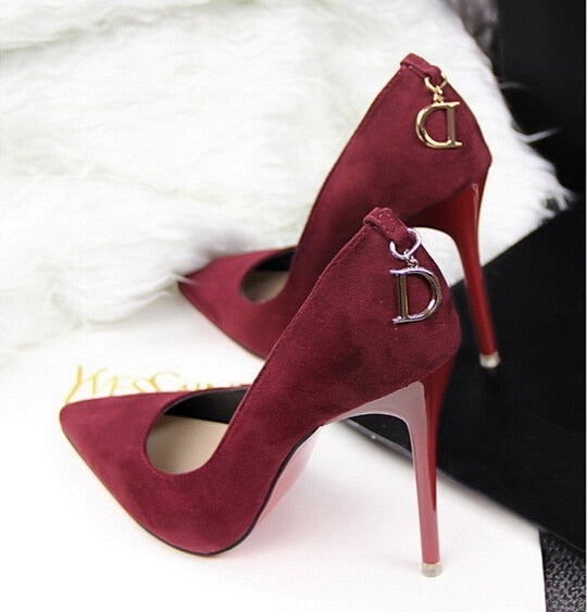 LAKESHI Women Pumps Brand Women Shoes High Heels Sexy Pointed Toe Red High Heels women Wedding Shoes women stiletto
