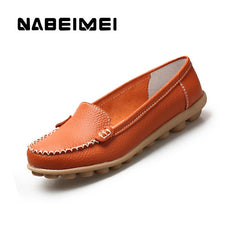 Genuine Leather Shoes Woman Soft Boat shoes for Women Flats shoes Big size 35-44 Ladies Loafers Non-Slip Sturdy Sole