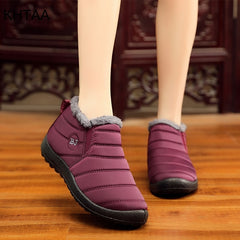 KHTAA Waterproof Female Shoes Winter Unisex Ankle Boots Women's Skid Plus Size Snow Boots Warm Plush Couple Style Cotton Casual