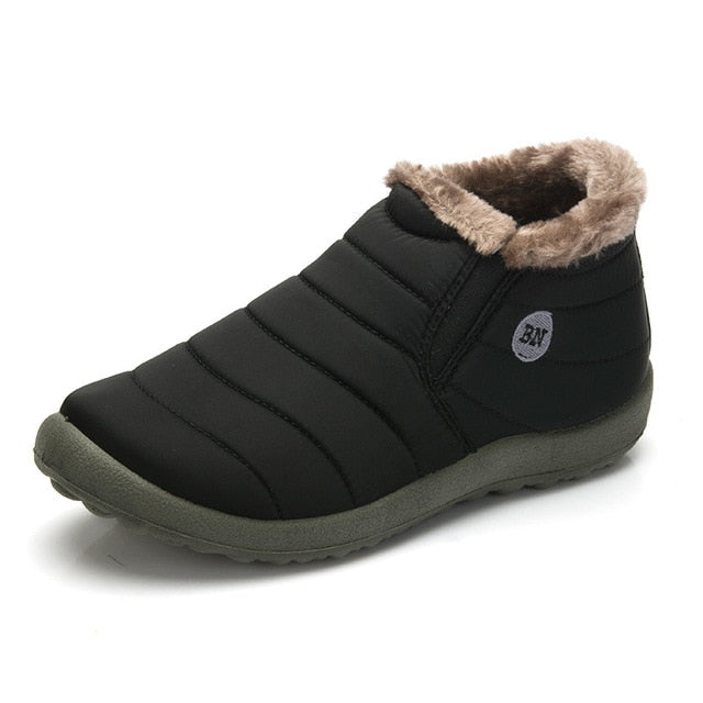 KHTAA Waterproof Female Shoes Winter Unisex Ankle Boots Women's Skid Plus Size Snow Boots Warm Plush Couple Style Cotton Casual