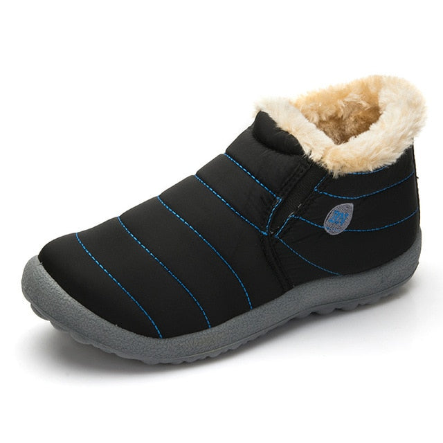 KHTAA Waterproof Female Shoes Winter Unisex Ankle Boots Women's Skid Plus Size Snow Boots Warm Plush Couple Style Cotton Casual
