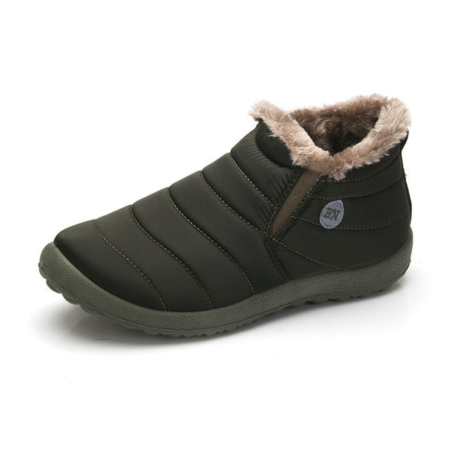 KHTAA Waterproof Female Shoes Winter Unisex Ankle Boots Women's Skid Plus Size Snow Boots Warm Plush Couple Style Cotton Casual