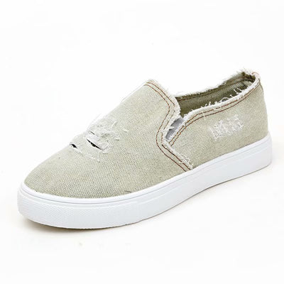 Women's flat denim canvas shoes low to help breathable casual shoes spring and autumn Korean students single shoes large size