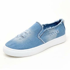 Women's flat denim canvas shoes low to help breathable casual shoes spring and autumn Korean students single shoes large size