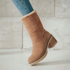 Winter Plush Warm Women Boots 2019 Women Square Heel Ankle Snow Boots Ladies Platform Artificial Fur Female Casual Shoes